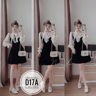 BIGSIZE Đầm nhung tay phối D17A