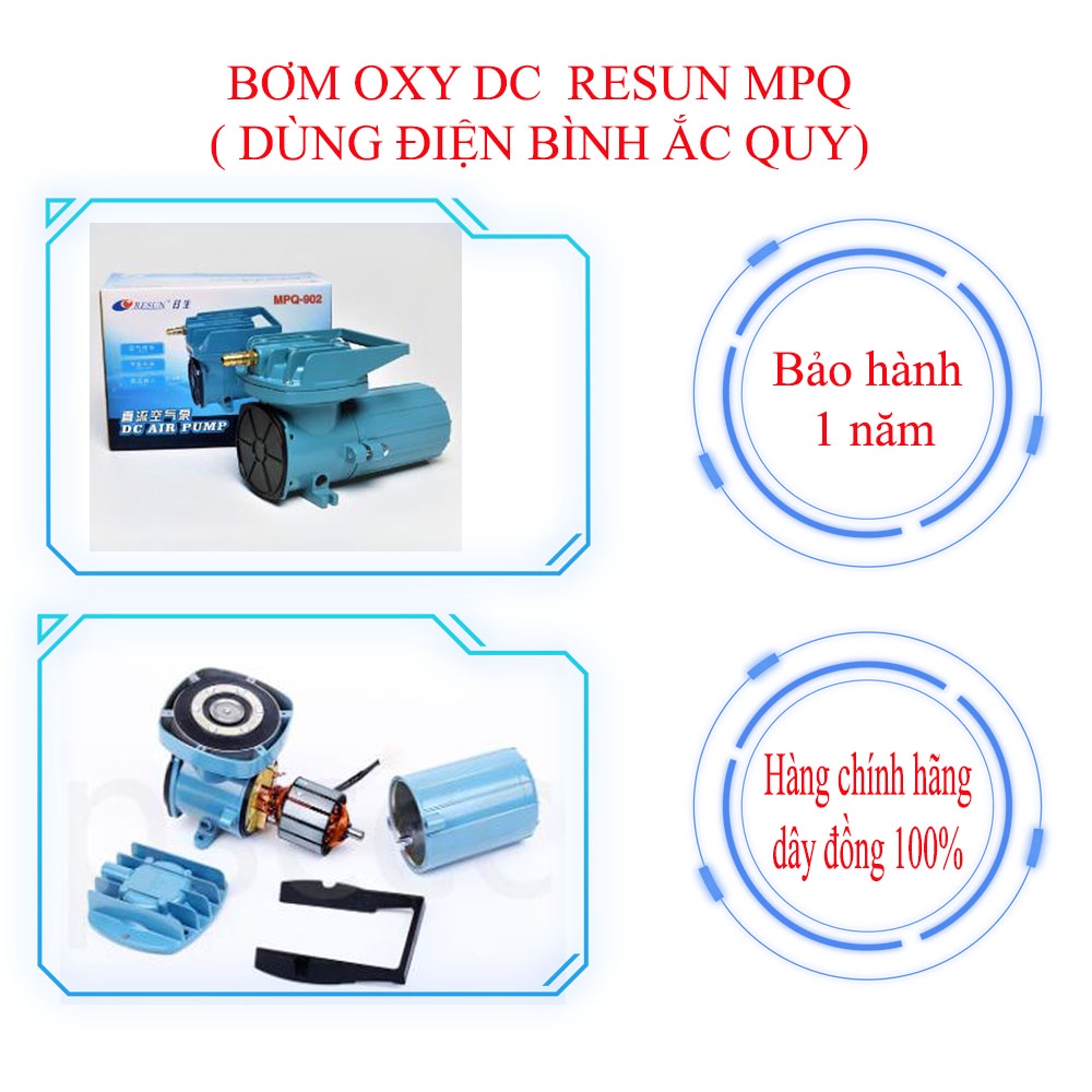 Bơm oxy dùng bình ắc quy Resun 12/24v