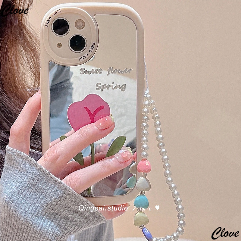 Ốp Điện Thoại Mềm Họa Tiết Hoa Tulip Gắn Dây Xích Cho iPhone 13promax 14 Gram xr11 12 WZPS