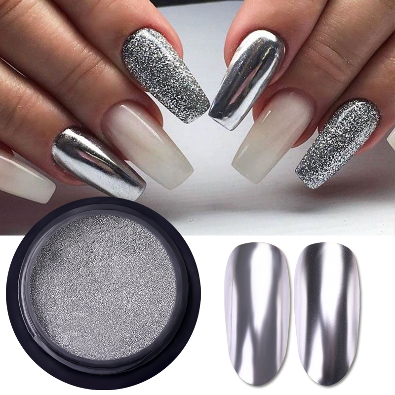 Bột tráng gương BORN PRETTY trang trí móng tay màu vàng / bạc / vàng hồng
