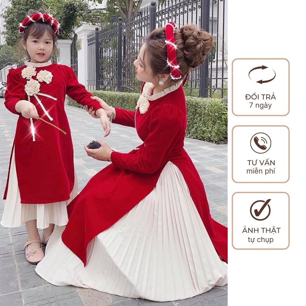 Set Áo Dài Tết Mẹ Bé, Áo Dài Cách Tân