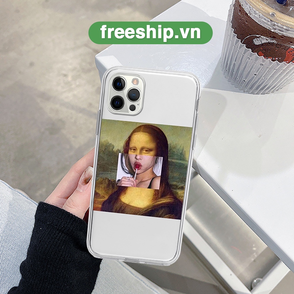 Ốp bảo vệ cam iphone ảnh chế bá đạo Mon.a Lis.a siêu lầy bựa cho 6/6splus7/7plus/8/8plus/x/xr/xs/11/12/13/14/pro/max