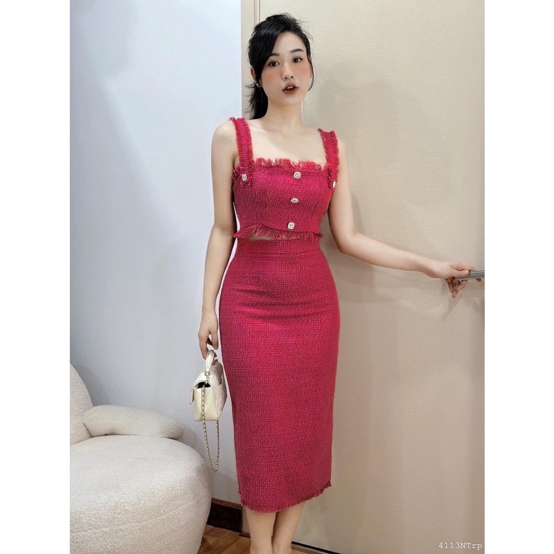 Sét Áo 2 Dây Kèm Chân Váy Dài