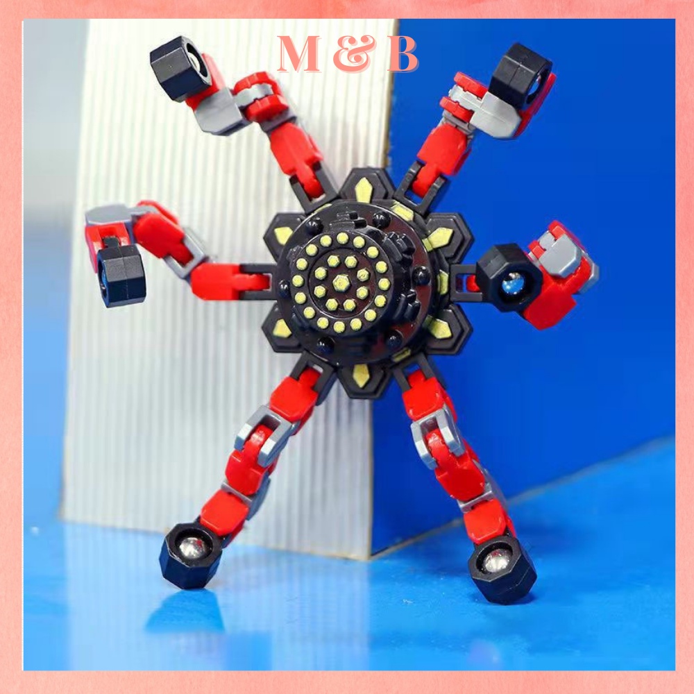 Spinner Robot Kim Loại 6 Cánh Cao Cấp Con Quay Vô Cực Thần Tốc Ma Thuật Manh Nhất Gấp Gọn Để Bàn Có Thể Đổi Nhiều Kiểu