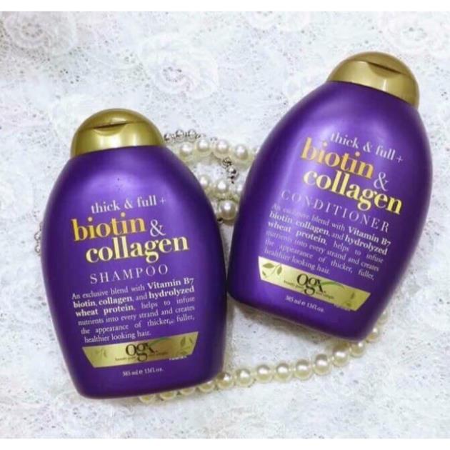 Cặp Dầu Gội Xả Biotin & Collagen OGX Thick & Full Nuôi Dưỡng và Kích Thích Mọc Tóc