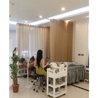 Rèm lụa nhám mềm mại sang trọng cho spa, gia đình xếp sóng dập oze sẵn (giá 1met chiều ngang)