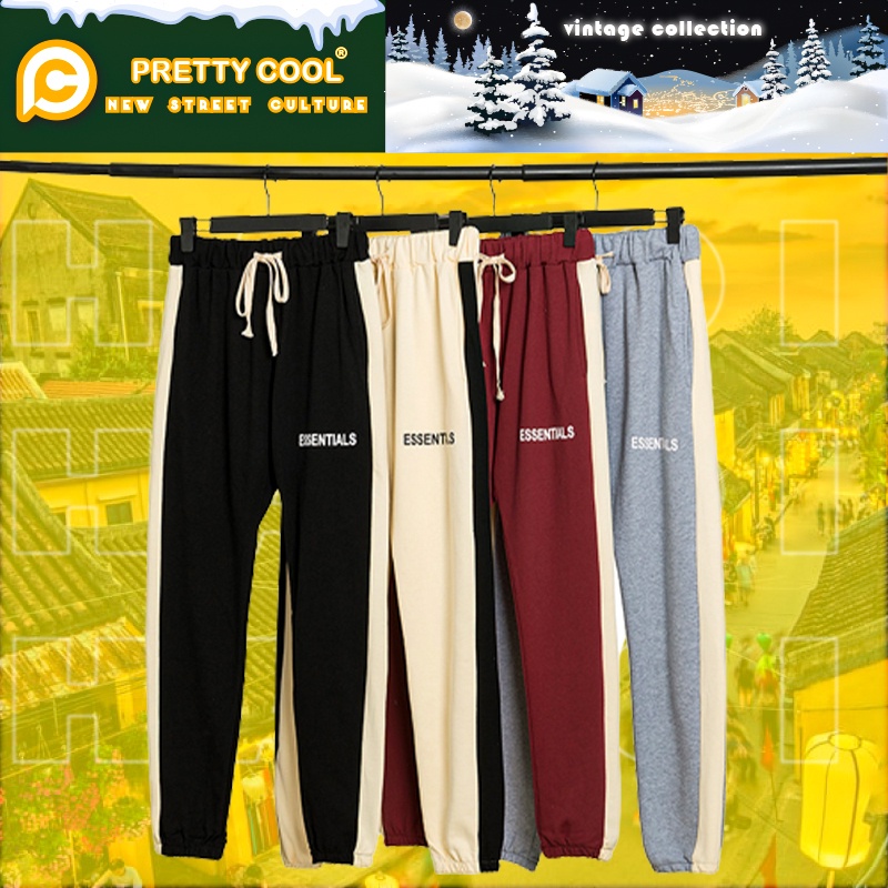 Quần jogger nam ,quần jogger nữ essential form thể thao ống rút chất nỉ tag cao su