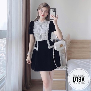 BIGSIZE Đầm nhung ren phối D19A