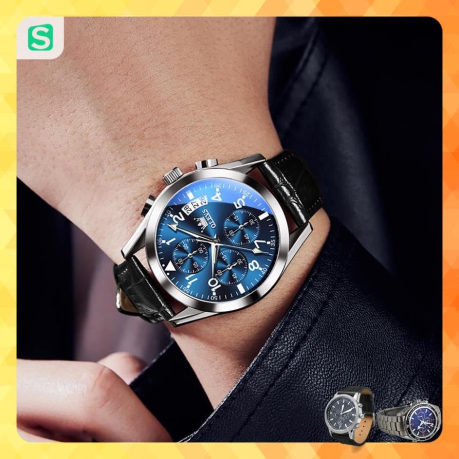 Đồng hồ nam chính hãng OLEVS 2878 dây da bò  chống vô nước sâu  hiệu ứng phát sáng