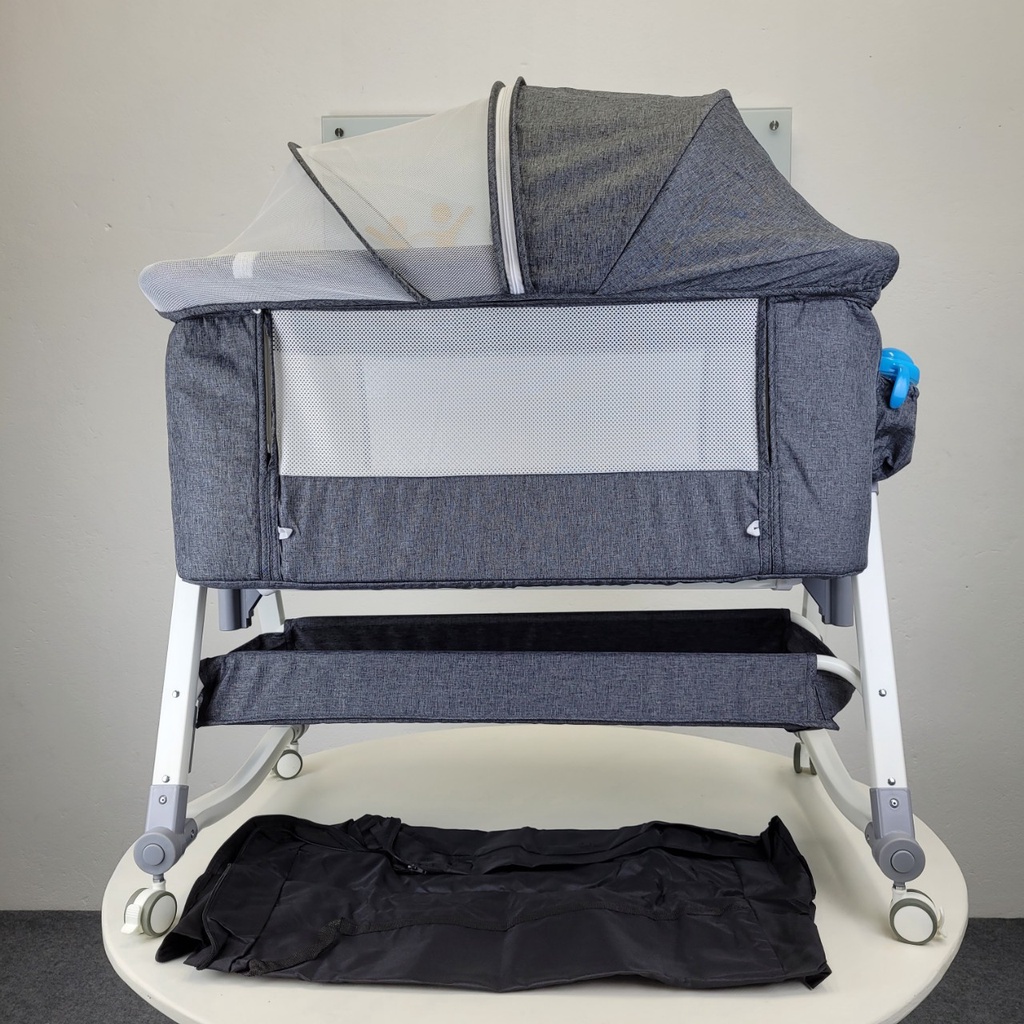 Nôi cũi cho bé có màn, bánh xe,nệm,giỏ để đồ,nôi cho bé sơ sinh đa năng sử dụng cho bé đến 36 tháng tuổi GENMAMA