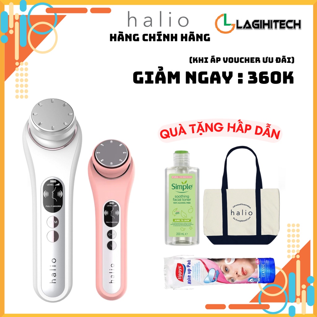 Máy Đẩy Tinh Chất Dưỡng Trắng Nóng Lạnh Halio Ion Hot & Cool Beauty Device Bảo hành 1 năm - Hàng chính hãng