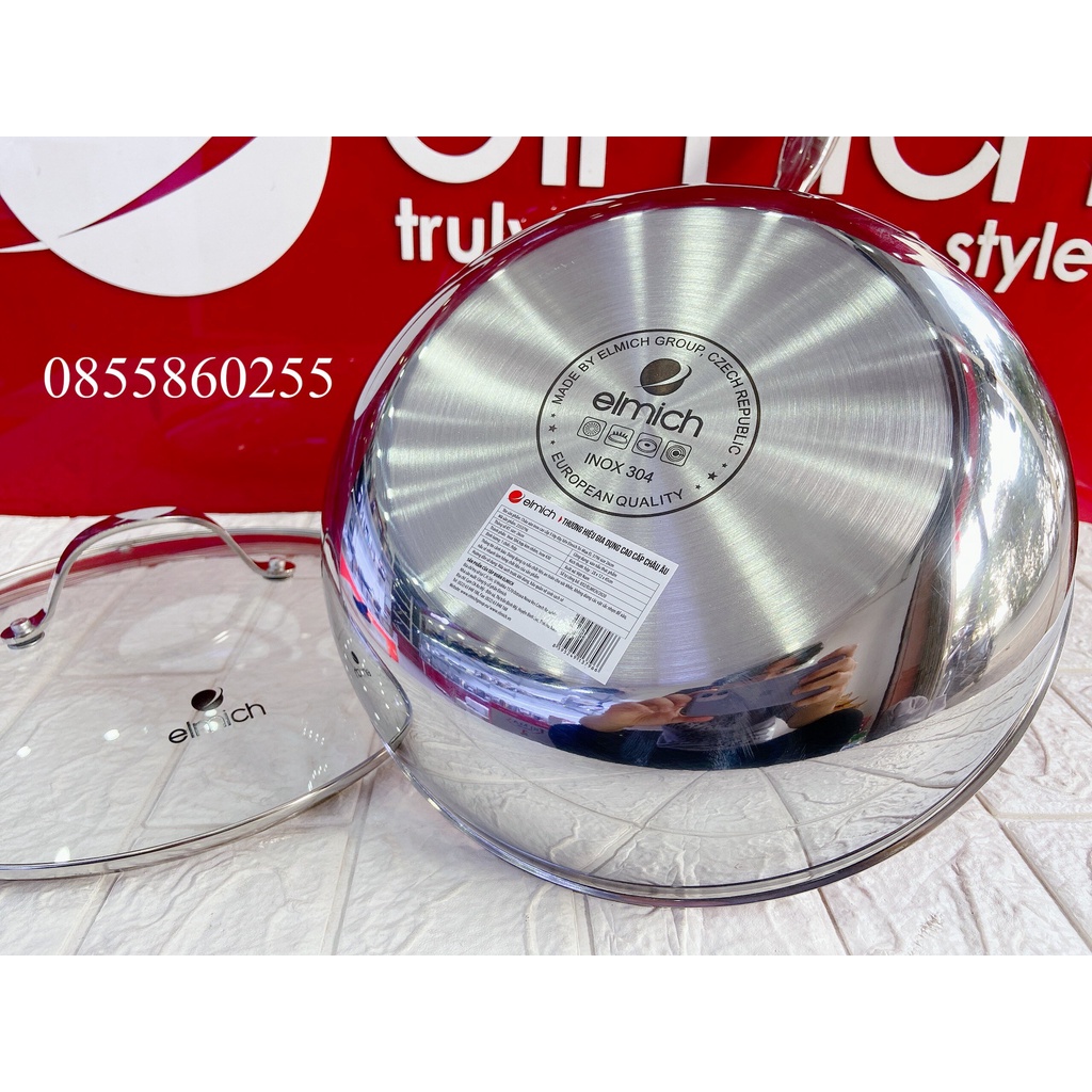 Chảo sâu lòng inox cao cấp 3 lớp đáy liền Elmich Trimax EL-3796 size 2