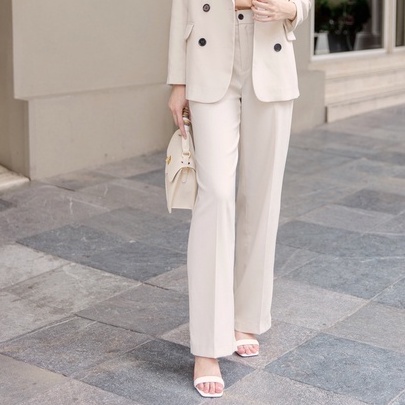 Quần ống suông màu be Stella - MAIIMER