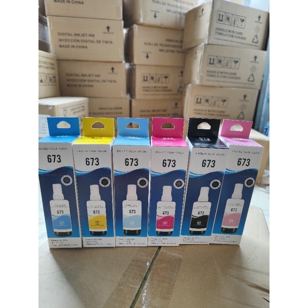Giá xưởng- Mực in Epson 673 CY  cho máy Epson L1800 L805 L1390 L1400 L1430- Mực in nhập khẩu, chất lượng cao!!