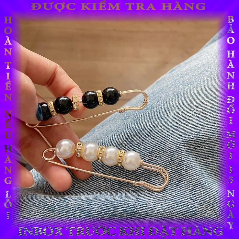 Kẹp cố định thắt lưng đính hạt trai điều chỉnh kích thước quần bò, váy, áo tranthanh