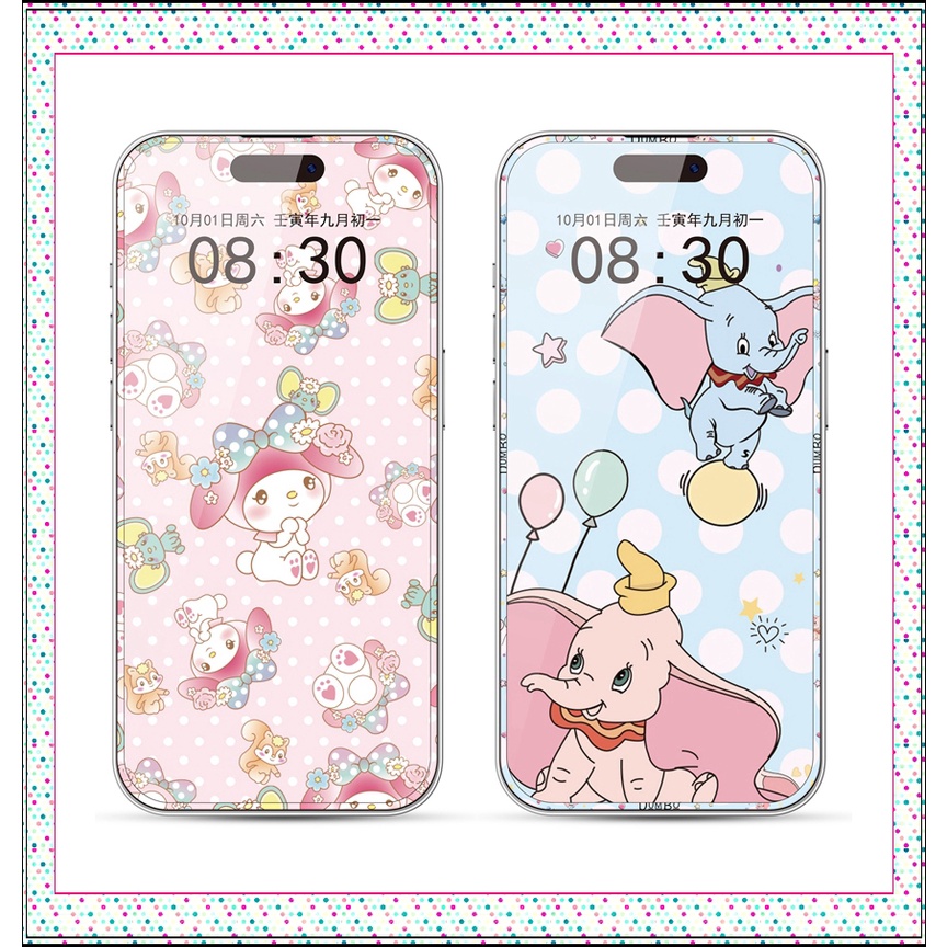 Kính Cường Lực Bảo Vệ Màn Hình Họa Tiết Động Vật Hoạt Hình Cho iPhone 14 13 Plus 11 12 Pro Max