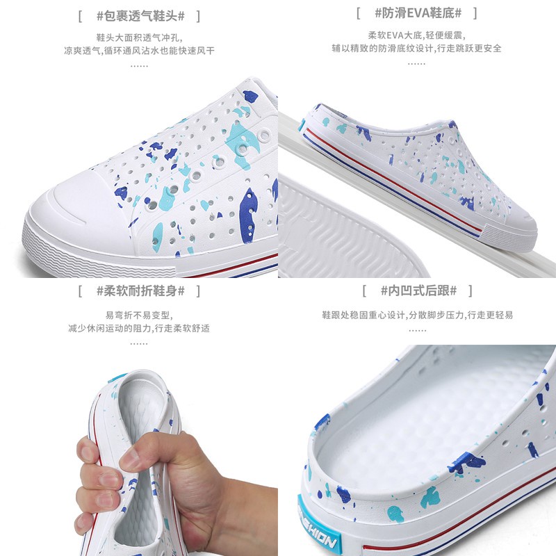 ✕✜✥Đôi Dép Sandal Phối Lỗ Thoáng Khí Chống Trượt Phong Cách Cổ Điển Thời Trang Mùa Hè Cho Nam Và Nữ
