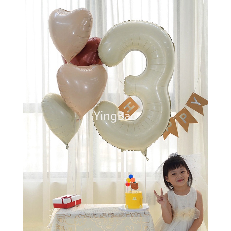 Bong Bóng Nhôm Hình Số Màu Kem 32 / 40 Inch Trang Trí Tiệc Cưới / Sinh Nhật / Năm Mới