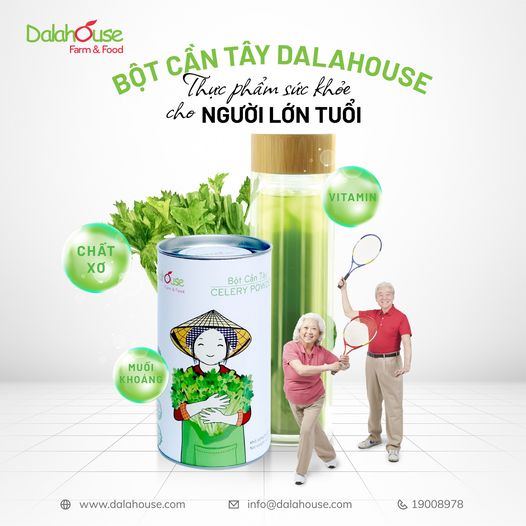 Bột CẦN TÂY Dalahouse sấy lạnh nguyên chất 100% Organic, DATE MỚI NHẤT