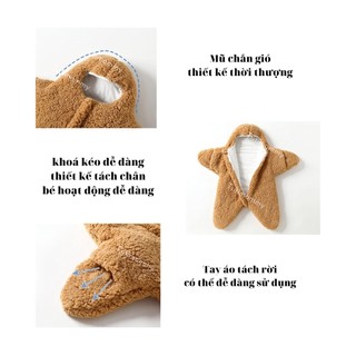 Chăn ủ lông cho bé sơ sinh túi ngủ liền thân hình ngôi sao cao cấp dày dặn