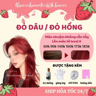 Thuốc nhuộm tóc màu Đỏ Hồng/Đỏ Dâu/Đỏ Hồng Đào kèm oxy trợ dưỡng găng tay