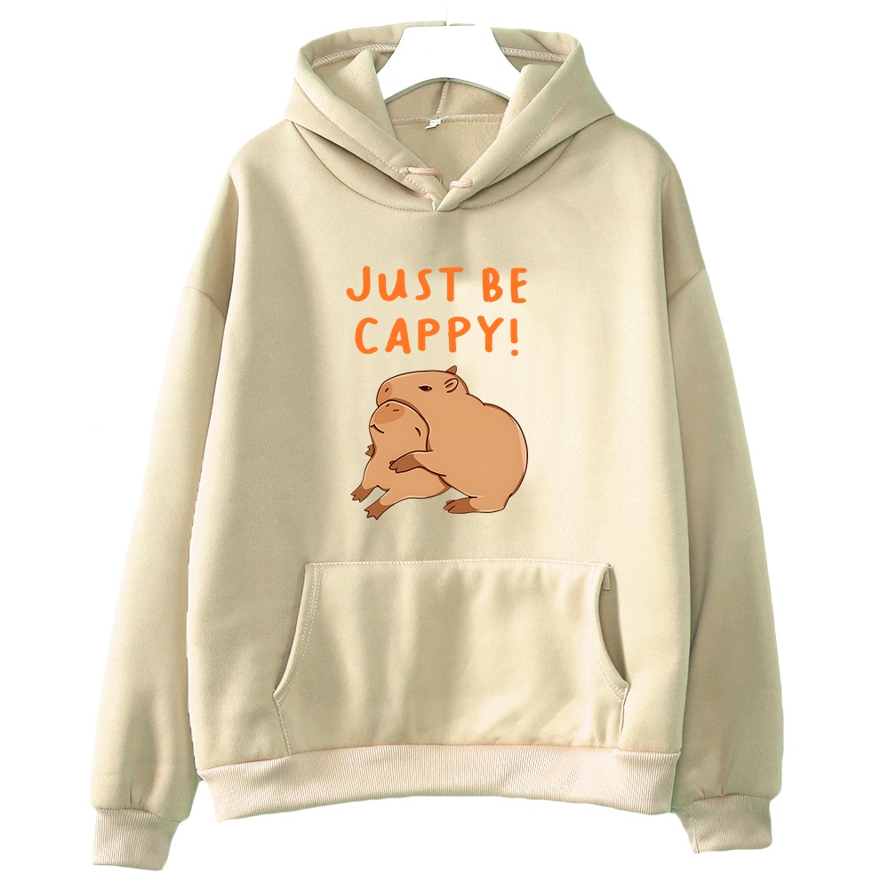 Áo Hoodie Nỉ In Chữ Capybara Just Be Cappy Phong Cách Hoạt Hình Dễ Thương Thời Trang Thu Đông Cho Nam Và Nữ