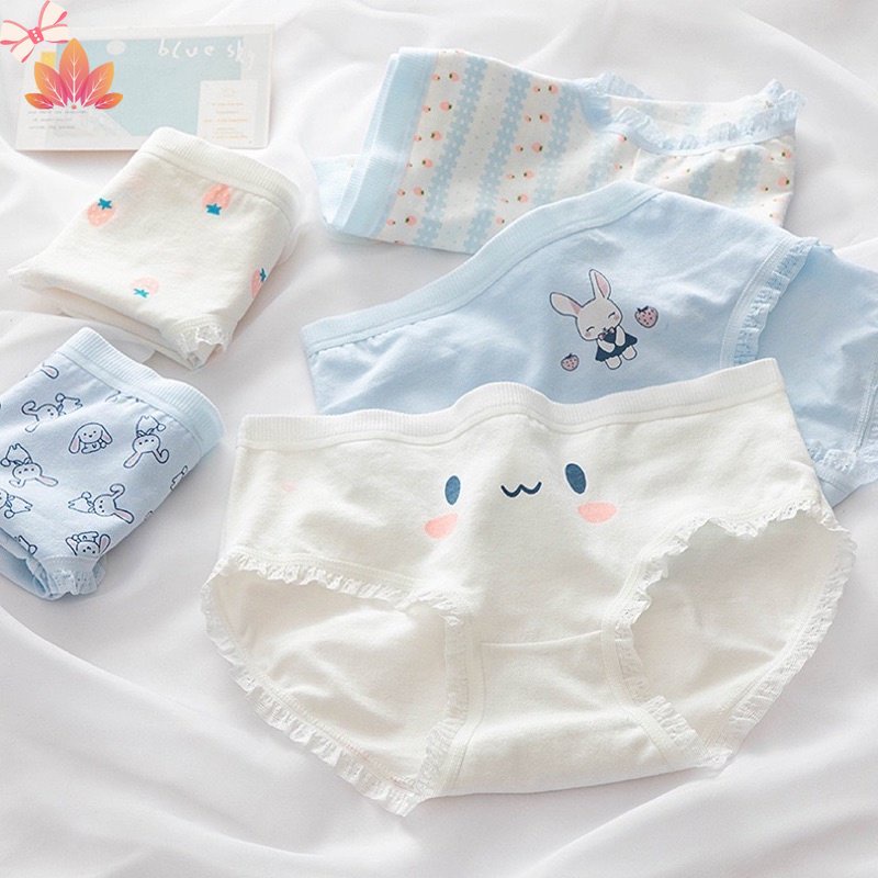 Quần Lót Tam Giác Chất Liệu Cotton In Họa Tiết Dễ Thương Cho Nữ JP5
