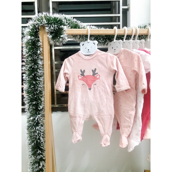 Body nỉ nhung sơ sinh cho bé gái hiệu Tex, Kiabi