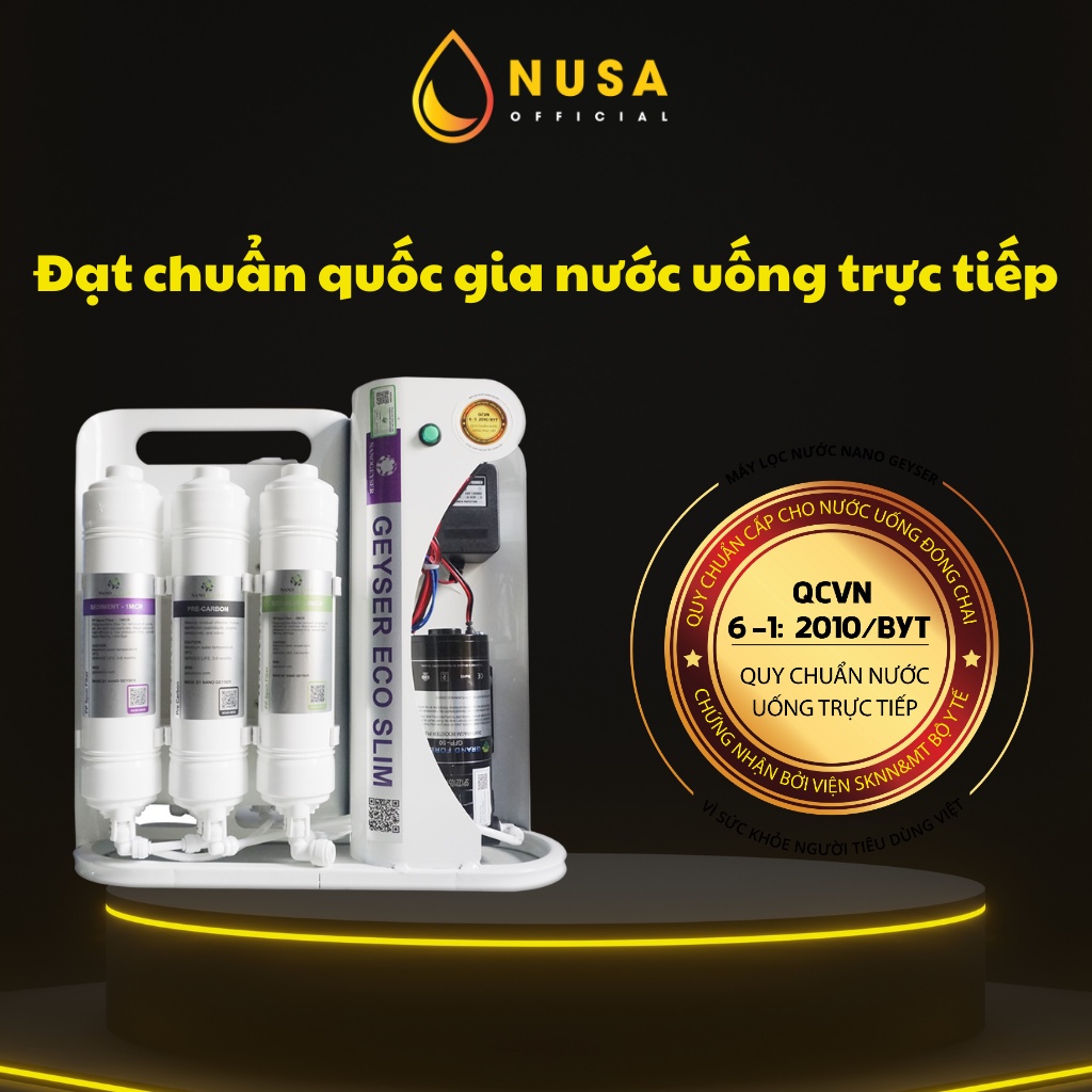 Máy lọc nước Slim S8 8 cấp ,công nghệ màng Ro đúc lọc bổ sung khoáng chất ion kiềm.Hàng chính hãng Nano Geyser