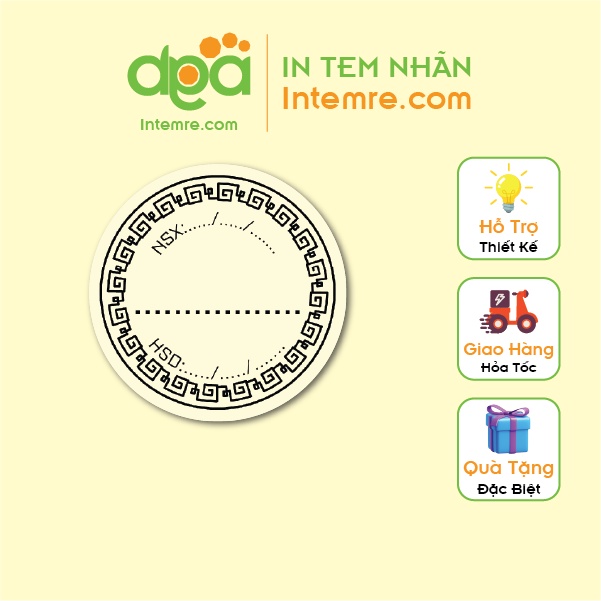 100 Tem Nhãn Giấy Decal Dán Intemre.com Bánh Trung Thu Hình Tròn 3cm - Mẫu 8