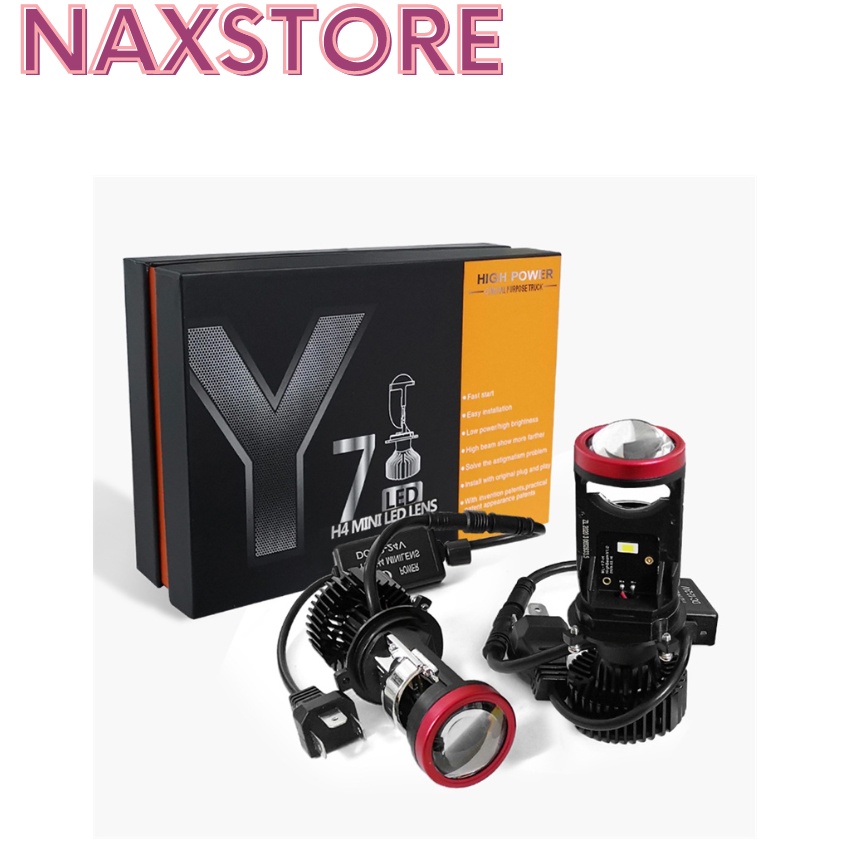 Đèn pha LED bi cầu Y7D Y8D cao cấp siêu sáng chân đèn H4 lắp cho ô tô và xe máy - Giá 1 chiếc
