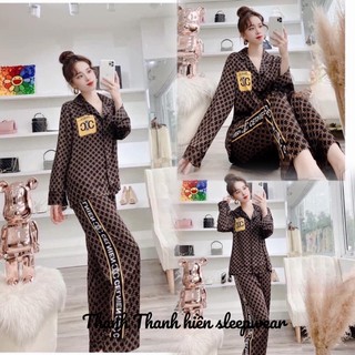 Bộ pijama dài siêu xinh lụa satin cao cấp quảng châu