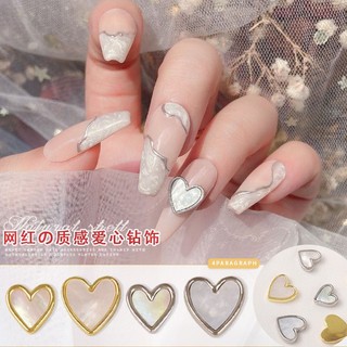 charm tim đá tráng trí móng,charm tim vàng bạc nail