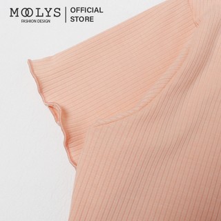 Áo crop top thun gân đơn giản, basic Moolys MC010