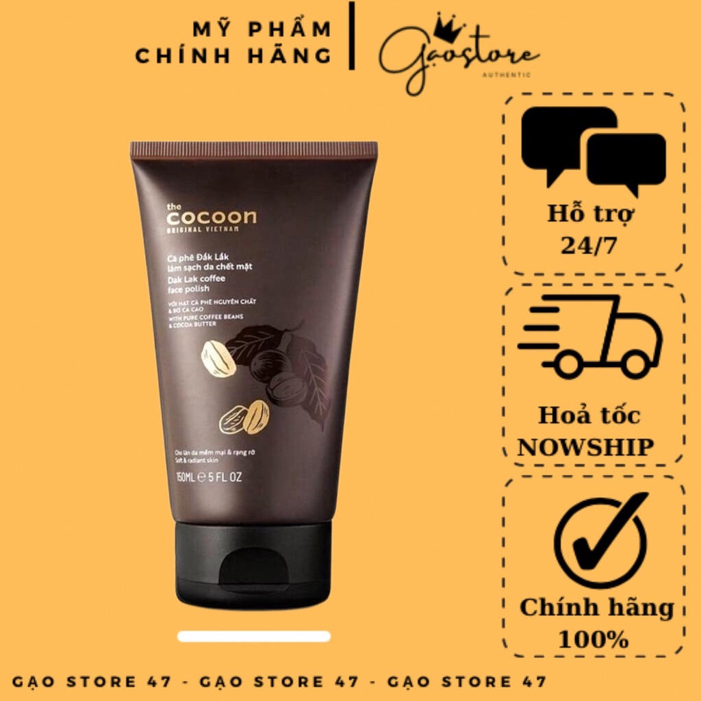 Tẩy da chết cà phê da mặt cocoon 150ml