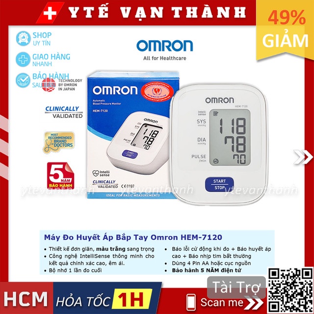 Máy Đo Huyết Áp Bắp Tay Omron HEM-7120 | Bảo hành 5 năm -VT0860 | Y Tế Vạn Thành
