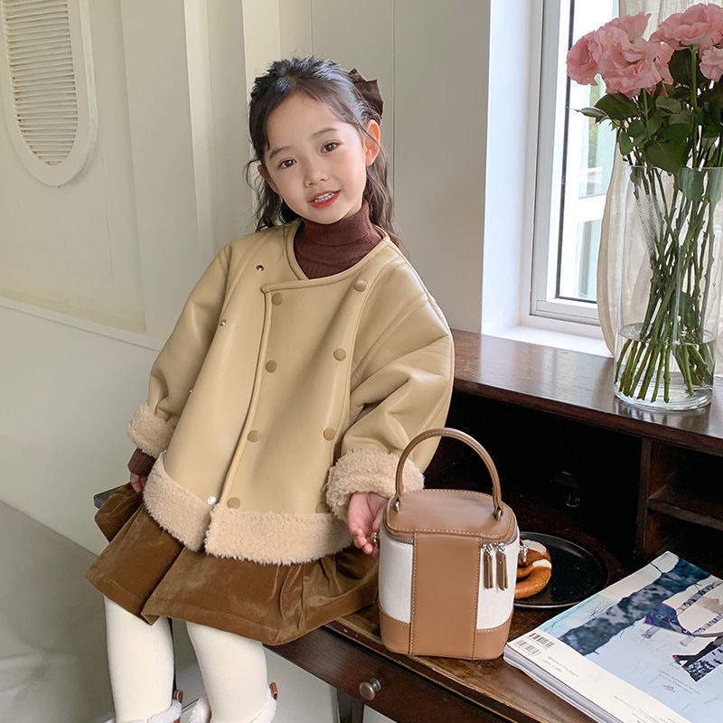 Áo khoác da thời trang thu đông cao cấp cho bé. Áo da có lớp lót lông cừu siêu ấm mềm mịn