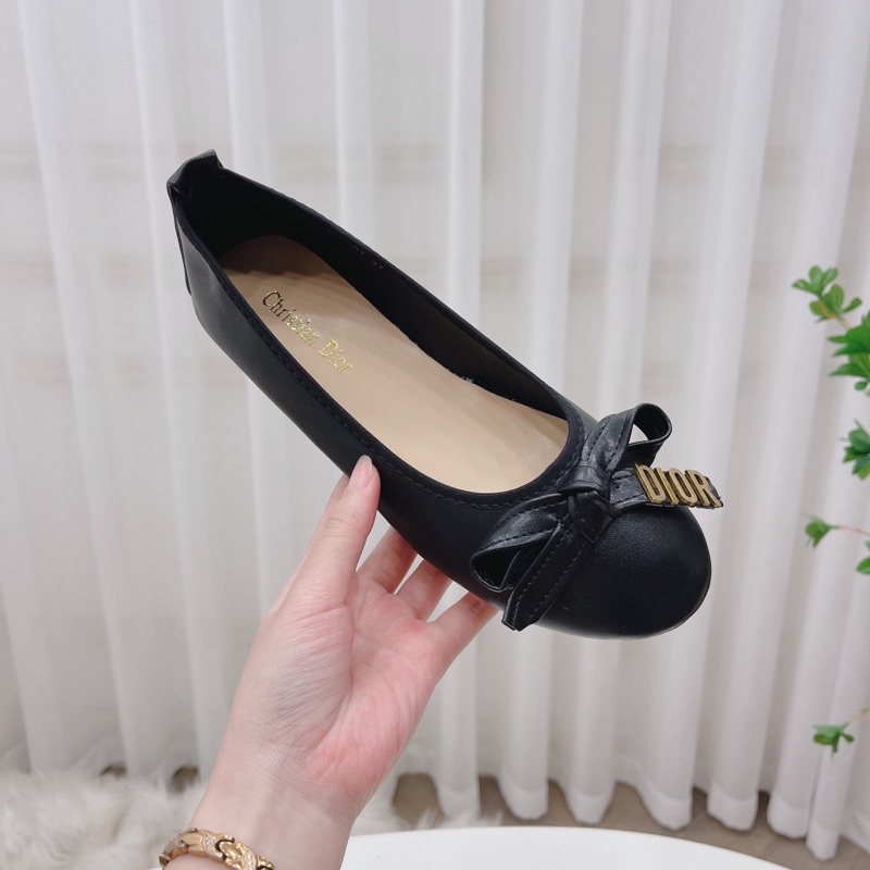 Bệt nơ da siêu mềm nơ tag chữ Dior về màu đen, đế 1f ✔Sz 35-39 ✔Full box, bill túi Giá 410
