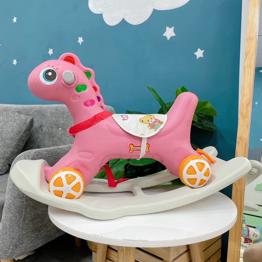 Đồ chơi ngựa bập bênh kiêm xe chòi chân có nhạc cho cé