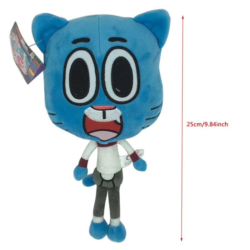 25cm/9.84inch The Amazing World Of Gumball Darwin Plush Toy Soft Kids Gift Gumball Tristopher Watterson Anais Watterson