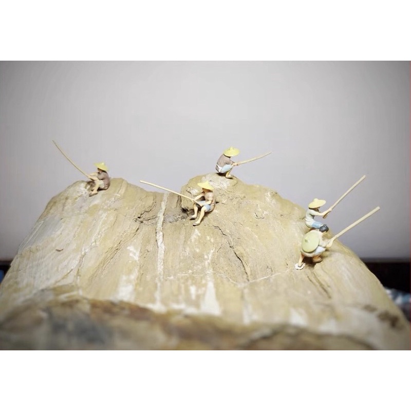 Bộ 5 người Câu Cá tỉ lệ: 1:64 Tượng phối tiểu cảnh, hòn non bộ, mô hình, phối đá cảnh, suiseki, phối hang động,...