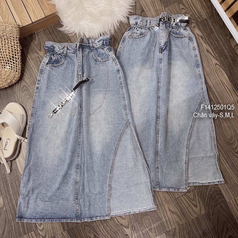 Chân váy jean khoét rộng bên TT1412