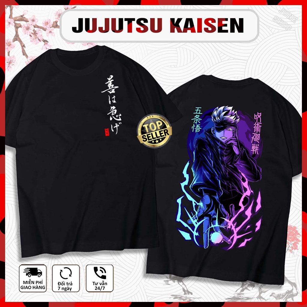 Áo Jujutsu Kaisen, Áo Anime in hình Gojo Satoru chất cotton co giãn 4 chiều thoáng mát