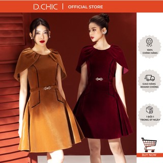 D.chic đầm nhung tay kếp xếp ly eo thắt đai ms: 2813233