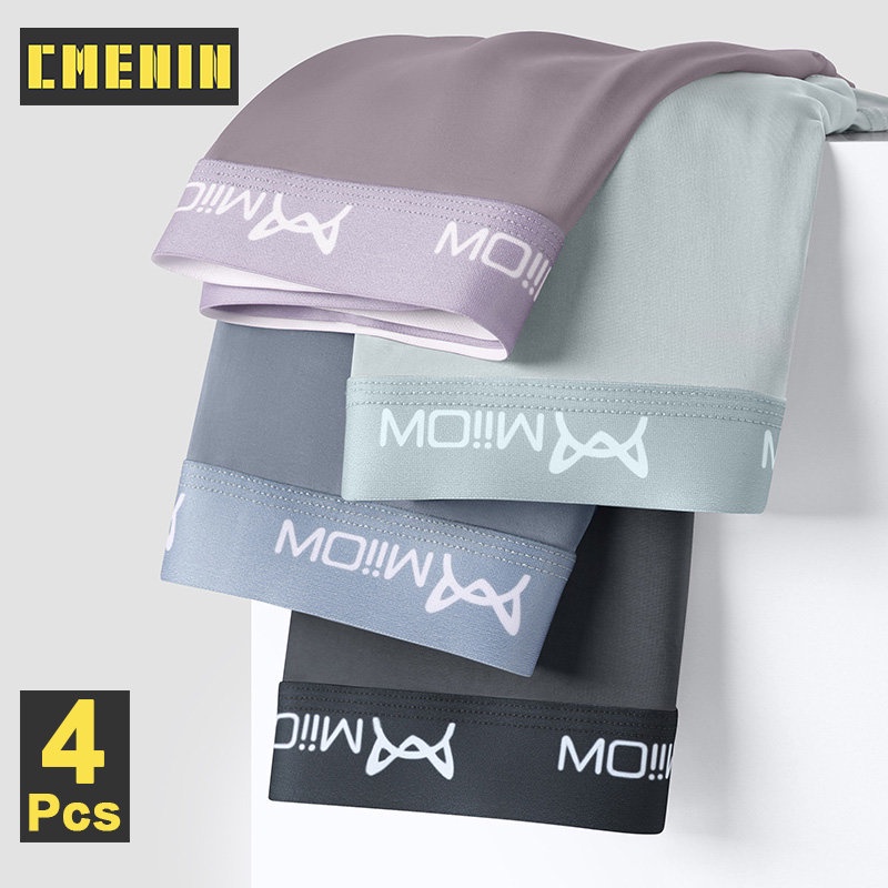 Bộ 4 quần lót boxer CMENIN M1020 vải polyester trong suốt thoải mái cho nam