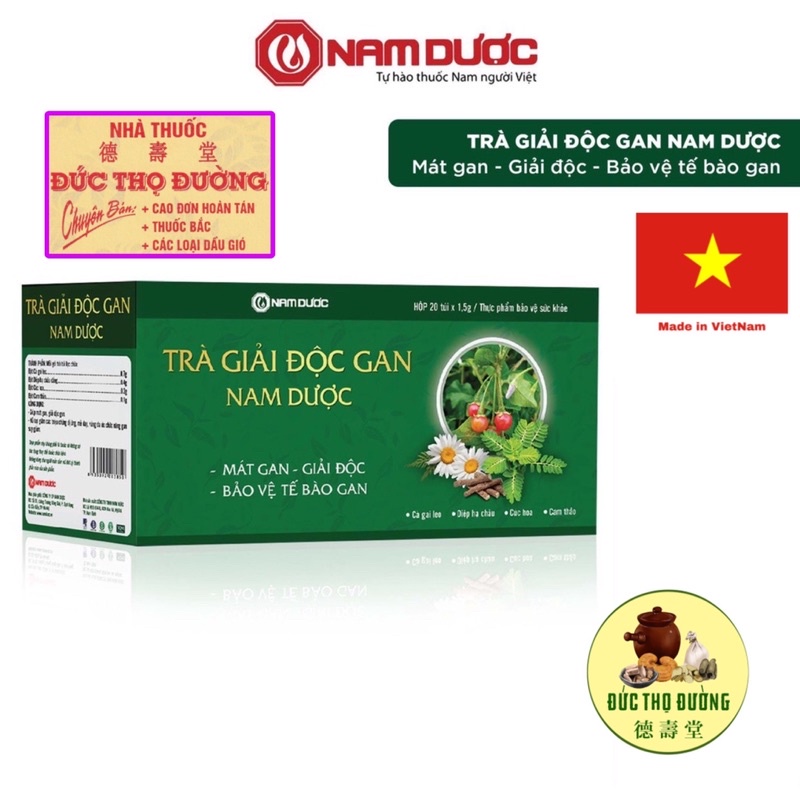 Trà giải độc gan Nam Dược (hộp 20 gói x1,5g) thanh nhiệt, giải độc, bảo vệ tế bào và tăng cường chức năng gan