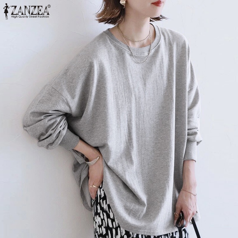 ZANZEA Áo Len Tay Dài Cổ Tròn Phong Cách Hàn Quốc Thời Trang Cho Nữ