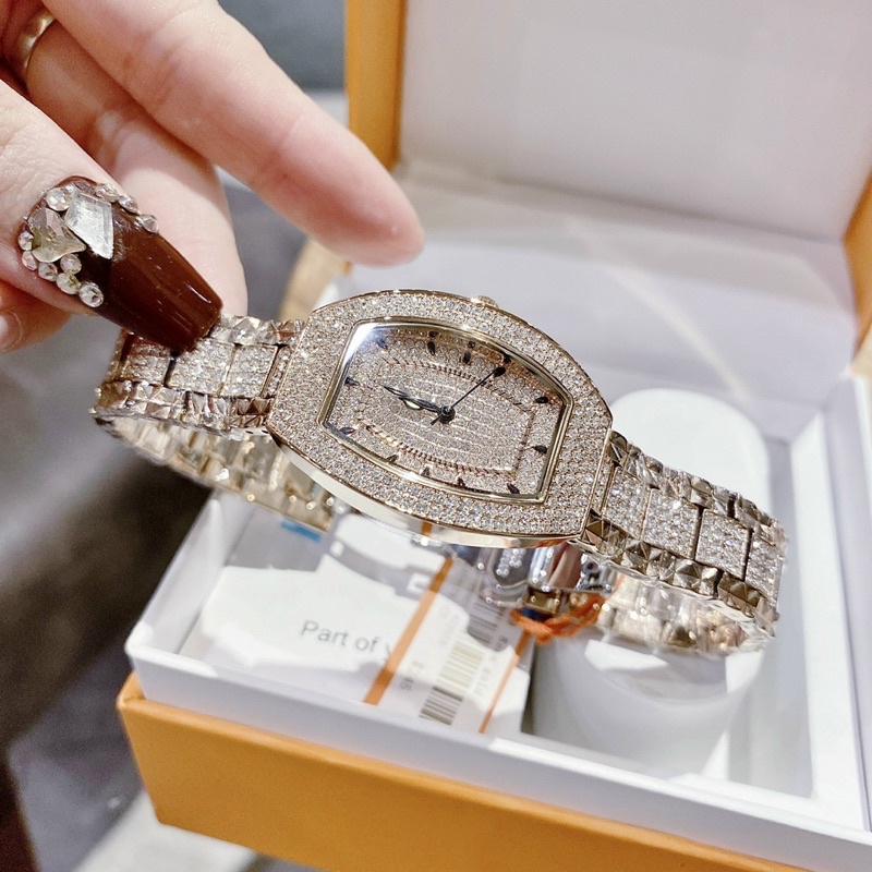 Đồng hồ nữ Davena 61369  chính hãng mặt chữ nhật full đá