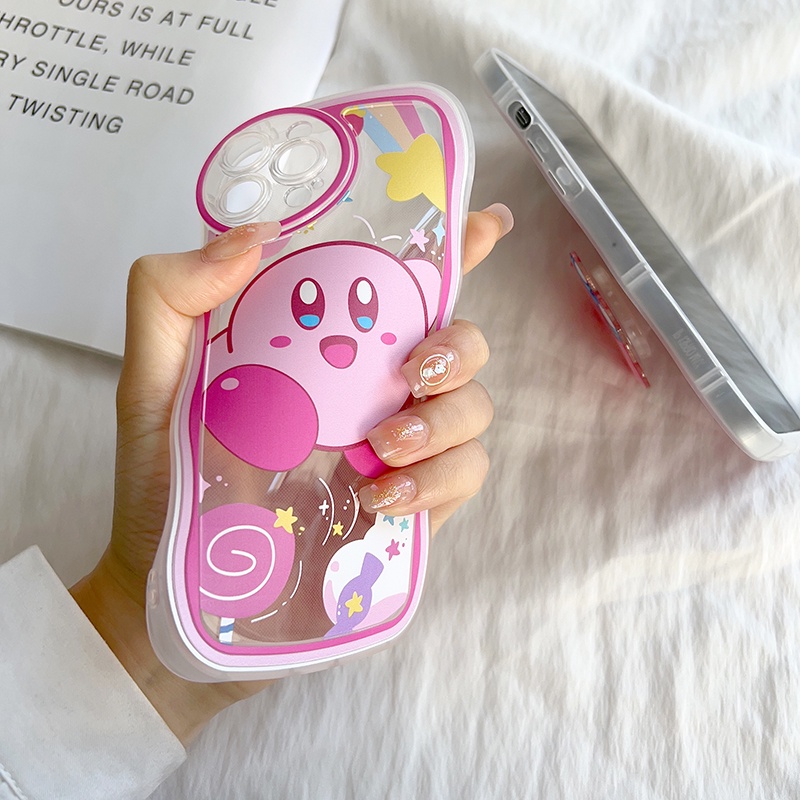 Ốp điện thoại hình Kirby Wave có nút đỡ cho Samsung Galaxy S20 S10 FE Plus Ultra 5G