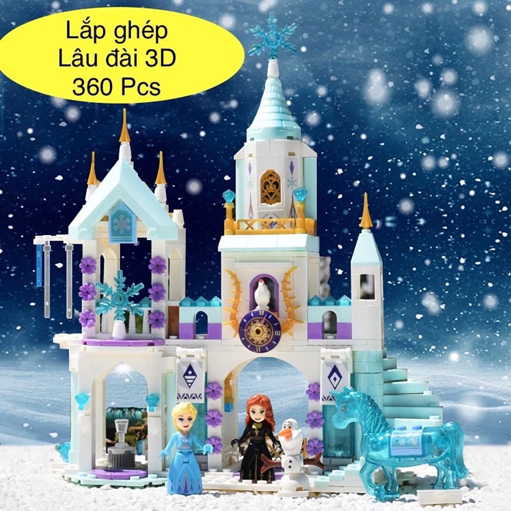 Đồ chơi trẻ em xếp hình lâu đài công chúa elsa 360pcs lâu đài tuyết dành cho bé gái